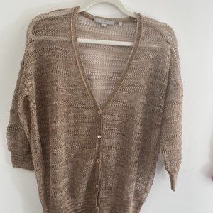 Dtlm Don't Label Me Gold Knit V-Neck Knit Cardigan 3/4 Sleeves Sz 38/S